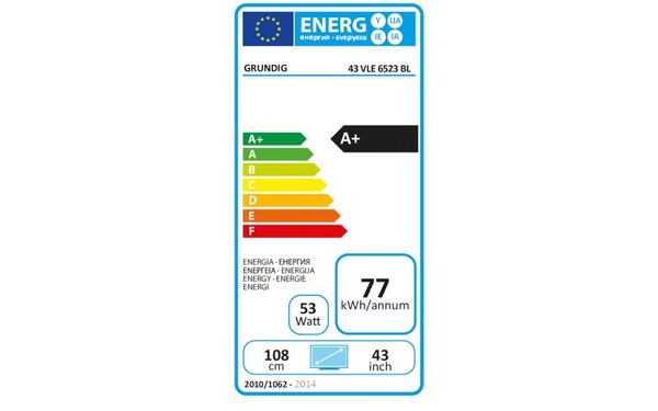 GRUNDIG 43VLE6523BL - &Eacute;tiquette &eacute;nergie