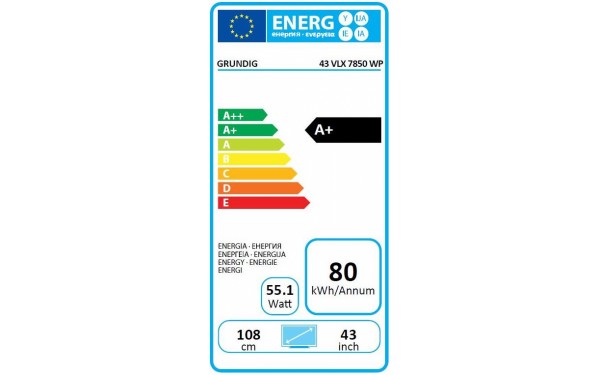 GRUNDIG 43VLX7850WP - &Eacute;tiquette &eacute;nergie