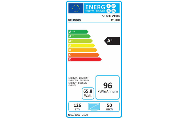 GRUNDIG 50GEU7900B - &Eacute;tiquette &eacute;nergie
