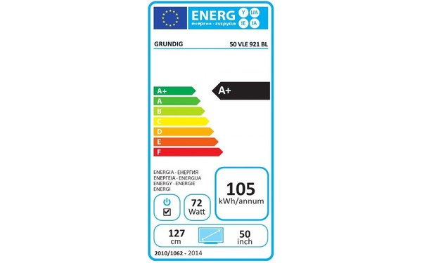 GRUNDIG 50VLE921BL - &Eacute;tiquette &eacute;nergie