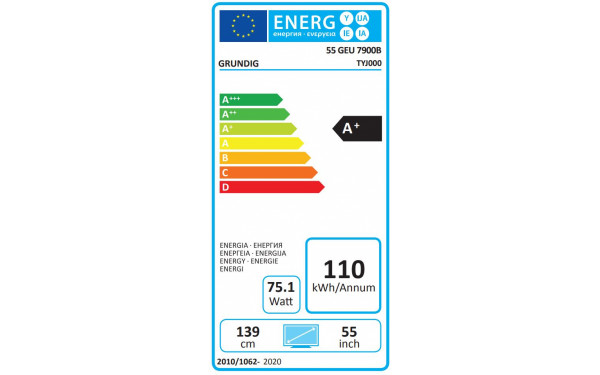 GRUNDIG 55GEU7900B - &Eacute;tiquette &eacute;nergie
