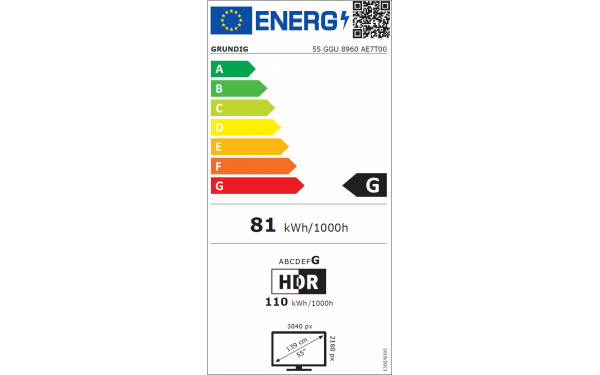 GRUNDIG 55GGU8960 - &Eacute;tiquette &eacute;nergie v2
