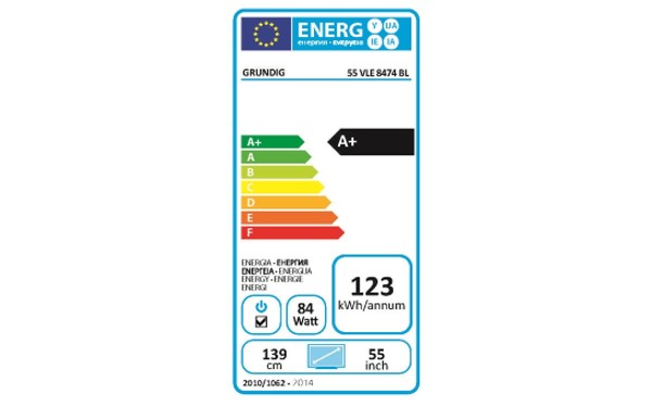GRUNDIG 55VLE8474BL - &Eacute;tiquette &eacute;nergie