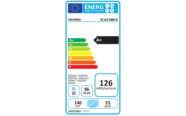 GRUNDIG 55VLE9380SL - &Eacute;tiquette &eacute;nergie