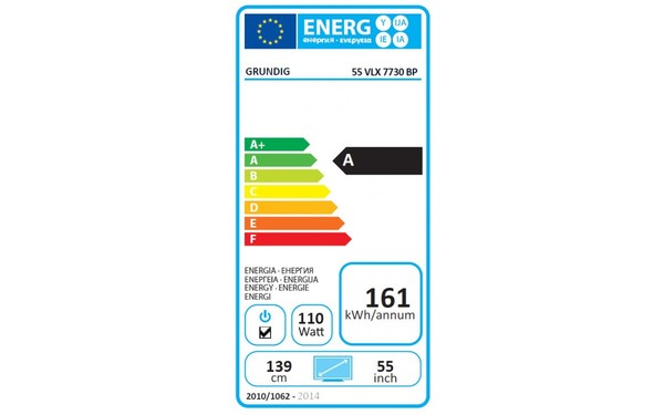 GRUNDIG 55VLX7730BP - &Eacute;tiquette &eacute;nergie