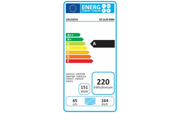 GRUNDIG 65GUB9980 - &Eacute;tiquette &eacute;nergie