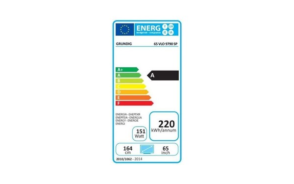GRUNDIG 65VLO9790SP - &Eacute;tiquette &eacute;nergie