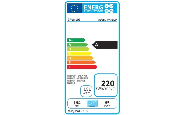 GRUNDIG 65VLO9795SP - &Eacute;tiquette &eacute;nergie