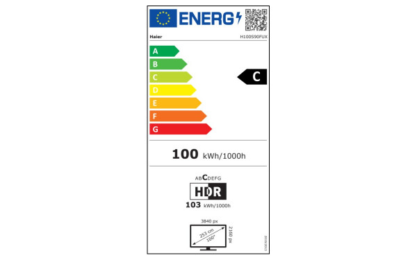 HAIER H100S90FUX - &Eacute;tiquette &eacute;nergie v2