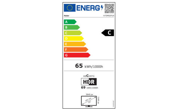 HAIER H75M92FUX - &Eacute;tiquette &eacute;nergie v2