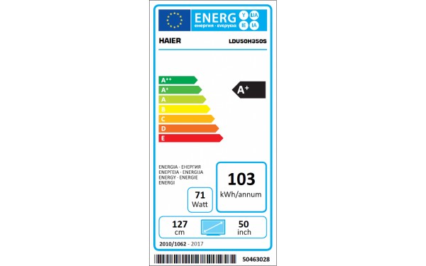 HAIER LDU50H350S - &Eacute;tiquette &eacute;nergie