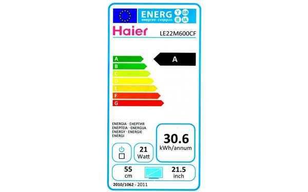 HAIER LE22M600CF - &Eacute;tiquette &eacute;nergie