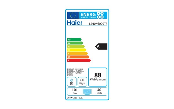 HAIER LE40K6000TF - &Eacute;tiquette &eacute;nergie