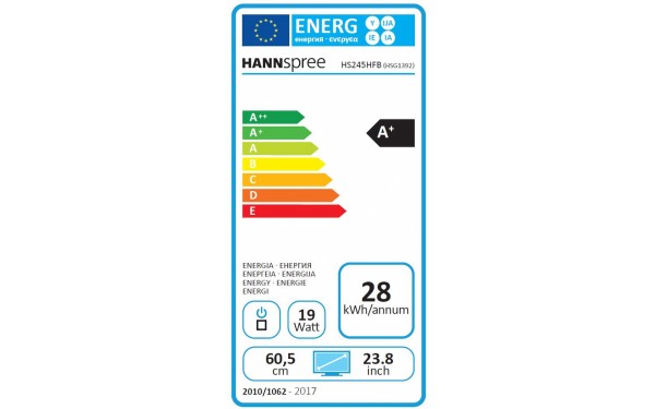 HANNSPREE HS245HFB - &Eacute;tiquette &eacute;nergie