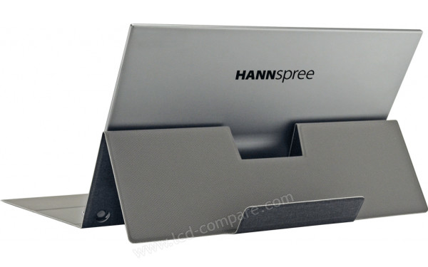 HANNSPREE HT161CGB - Vue 3/4 arri&egrave;re avec &eacute;tui pli&eacute; (1)