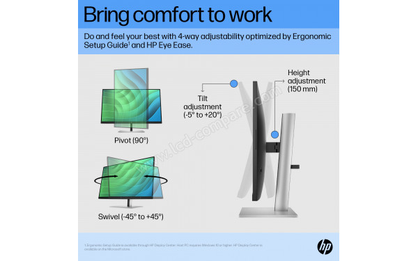 HEWLETT PACKARD HP E27 G5 - R&eacute;glages du pieds