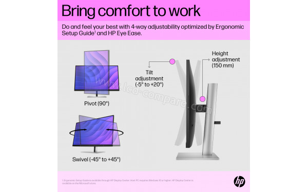HEWLETT PACKARD HP E27q G5 - Mouvements du pieds