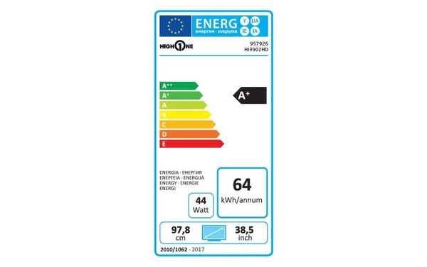 HIGH ONE HI3902HD - &Eacute;tiquette &eacute;nergie