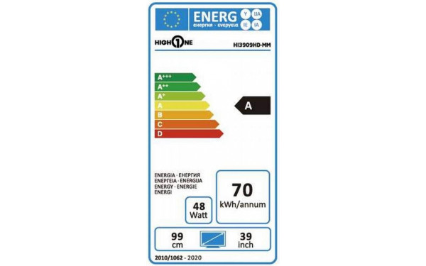 HIGH ONE HI3909HD-MM - &Eacute;tiquette &eacute;nergie