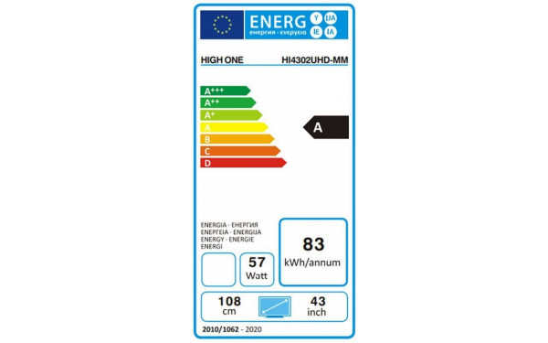 HIGH ONE HI4302UHD-MM - &Eacute;tiquette &eacute;nergie