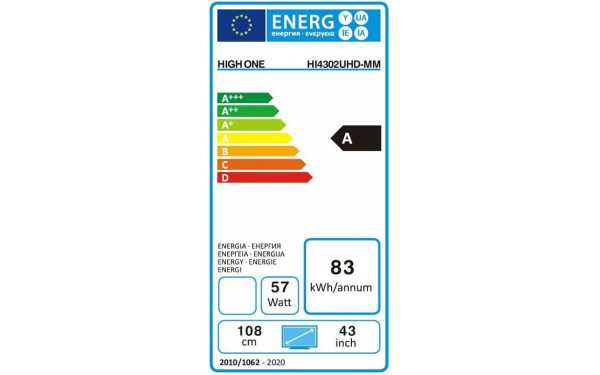 HIGH ONE HI4303UHD-MM - &Eacute;tiquette &eacute;nergie