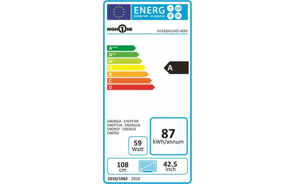 HIGH ONE HI4304UHD-MM - &Eacute;tiquette &eacute;nergie