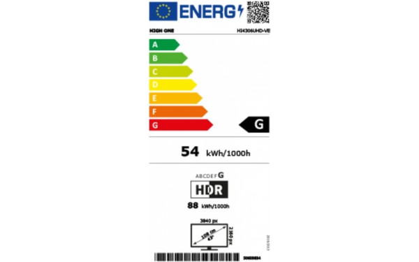 HIGH ONE HI4306UHD-VE - &Eacute;tiquette &eacute;nergie v2