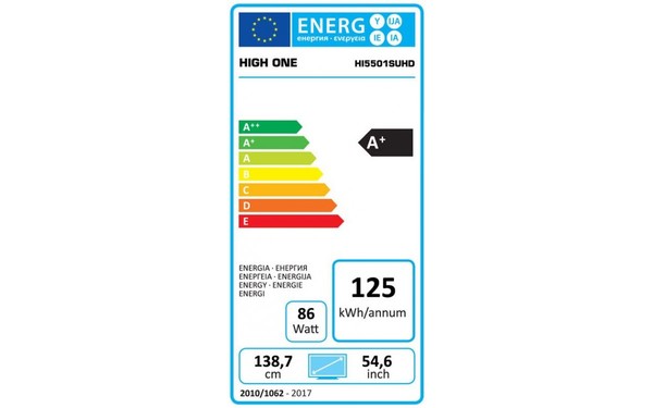 HIGH ONE HI5501SUHD - &Eacute;tiquette &eacute;nergie