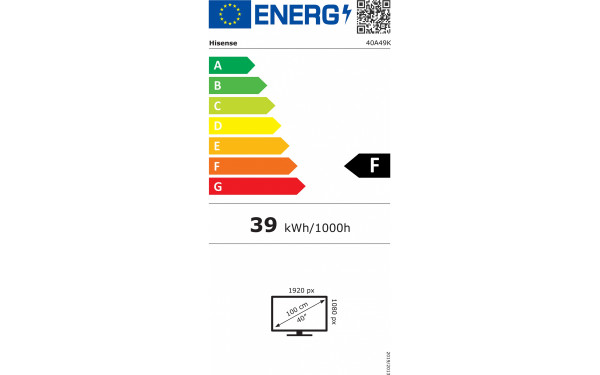 HISENSE 40A49K - &Eacute;tiquette &eacute;nergie v2