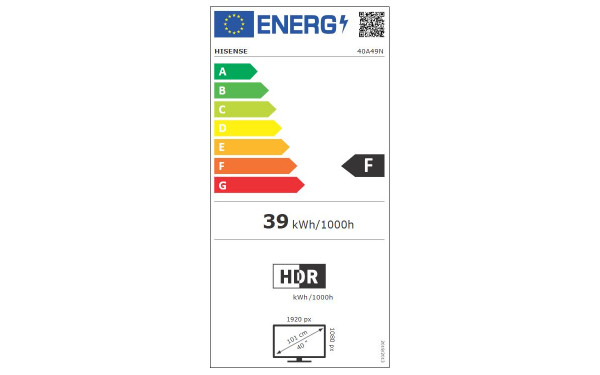 HISENSE 40A49N - &Eacute;tiquette &eacute;nergie v2