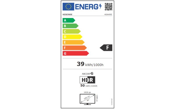 HISENSE 40A49S - &Eacute;tiquette &eacute;nergie v2
