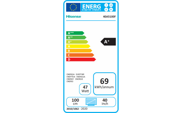 HISENSE 40A5100F - &Eacute;tiquette &eacute;nergie