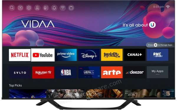 HISENSE 43A64H - Vue de face avec interface VIDAA