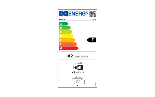 HISENSE 43A6S - &Eacute;tiquette &eacute;nergie v2