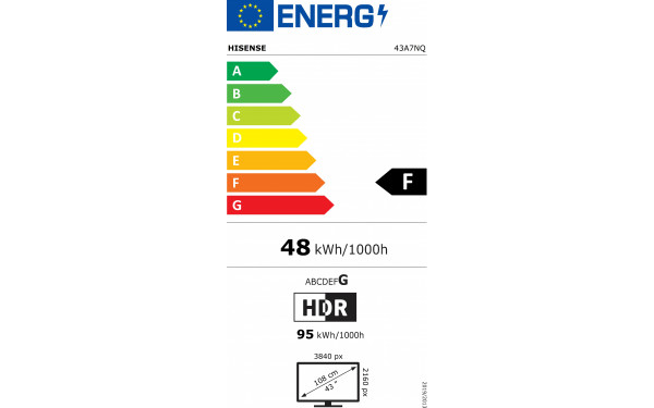 HISENSE 43A7NQ - &Eacute;tiquette &eacute;nergie v2