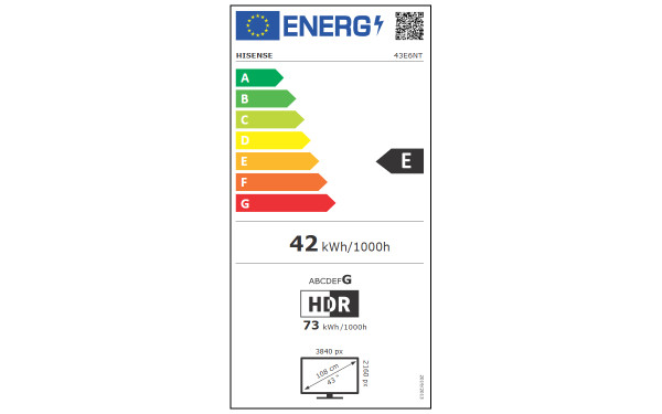 HISENSE 43E6NT - &Eacute;tiquette &eacute;nergie v2
