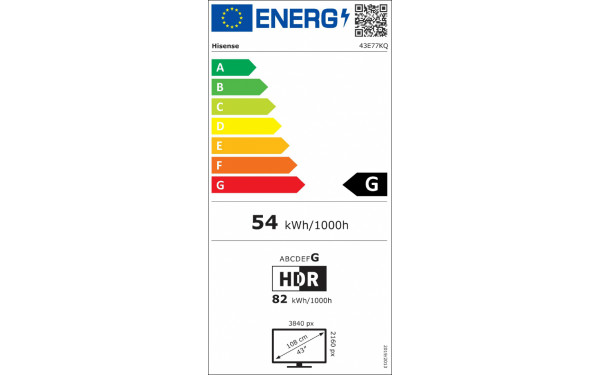 HISENSE 43E77KQ - &Eacute;tiquette &eacute;nergie v2