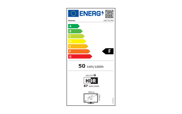 HISENSE 43E77Q Pro - &Eacute;tiquette &eacute;nergie v2