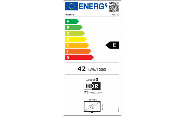 HISENSE 43E7NQ - &Eacute;tiquette &eacute;nergie v2