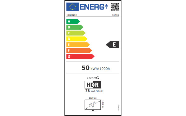 HISENSE 50A5S - &Eacute;tiquette &eacute;nergie v2