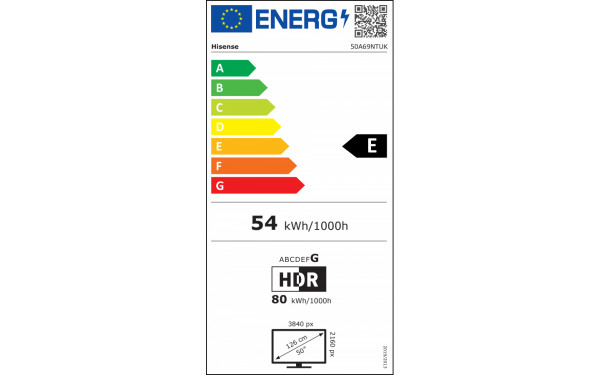 HISENSE 50A69N - &Eacute;tiquette &eacute;nergie v2