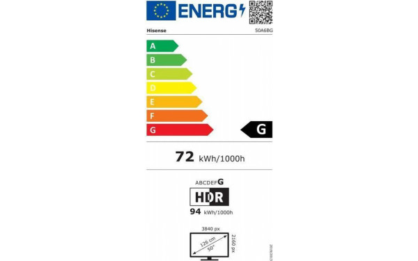 HISENSE 50A6BG - &Eacute;tiquette &eacute;nergie v2