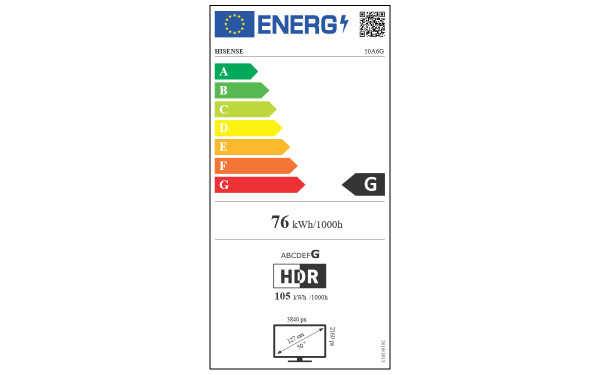 HISENSE 50A6G - &Eacute;tiquette &eacute;nergie v2