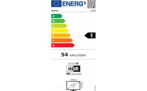 HISENSE 50A6N - &Eacute;tiquette &eacute;nergie v2