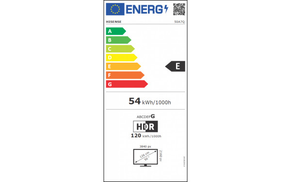 HISENSE 50A7Q - &Eacute;tiquette &eacute;nergie v2