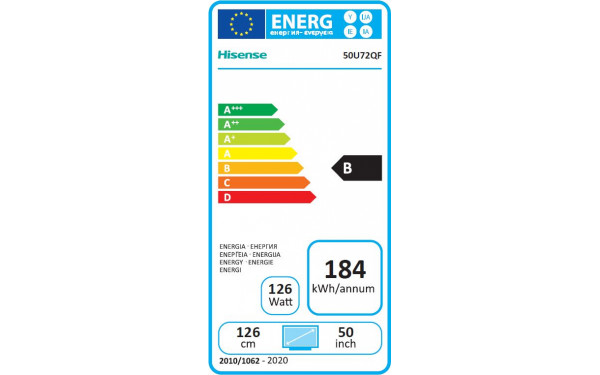 HISENSE 50U72QF - &Eacute;tiquette &eacute;nergie