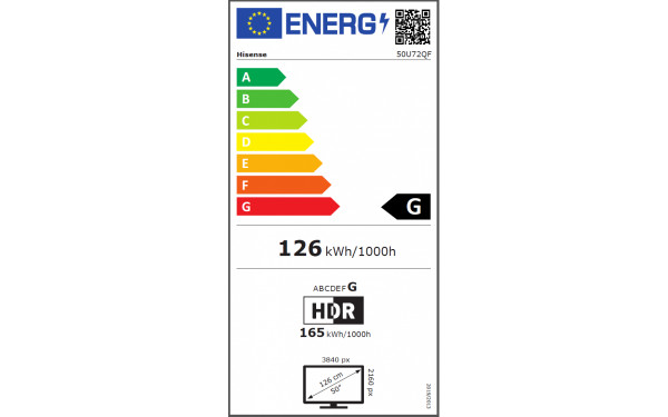 HISENSE 50U72QF - &Eacute;tiquette &eacute;nergie v2