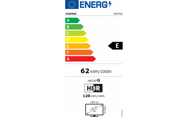 HISENSE 55A7NQ - &Eacute;tiquette &eacute;nergie v2