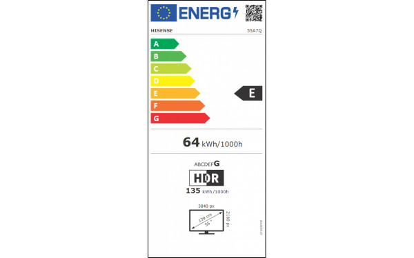 HISENSE 55A7Q - &Eacute;tiquette &eacute;nergie v2