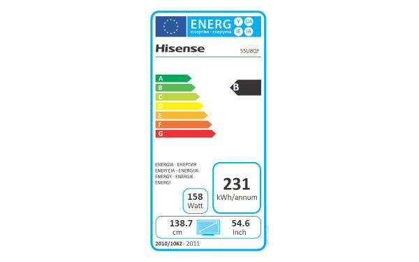 HISENSE 55U8QF - &Eacute;tiquette &eacute;nergie